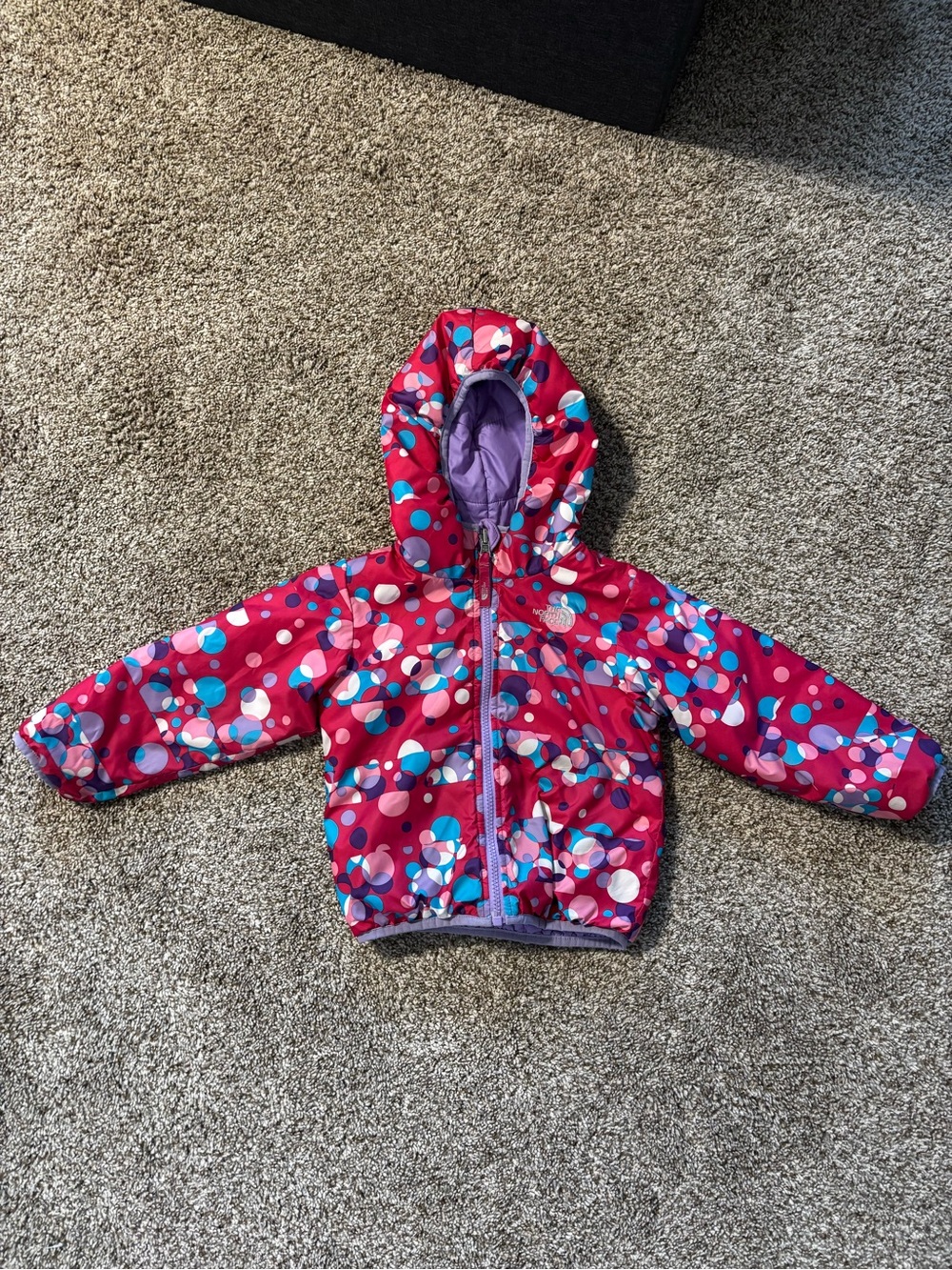 The North Face Girls' Pink Dot Hooded Puffer Jacket